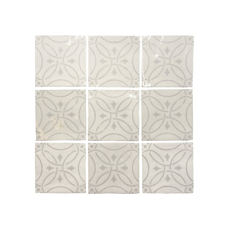 Carrelage effet zellige décor gris brillant légèrement nuancé 13x13cm, apeamalia, apecarmo, apemariza grey