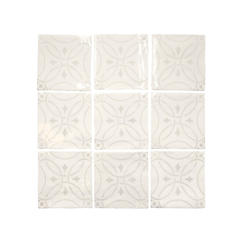 Carrelage effet zellige décor blanc brillant légèrement nuancé 13x13cm, apeamalia, apecarmo, apemariza white