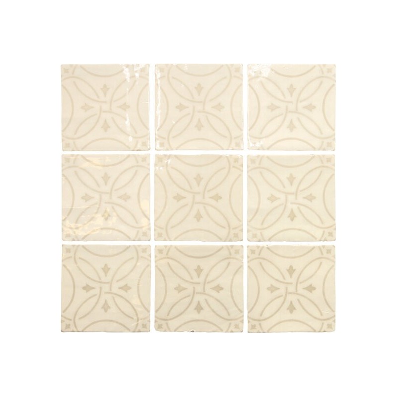 Carrelage effet zellige décor beige brillant légèrement nuancé 13x13cm, apeamalia, apecarmo, apemariza beige