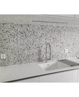 Carrelage salle de bain terrazzo véritable granito à base de résine grand format Roma 60x60x1.2cm fond blanc