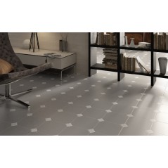 Carrelage octogone imitation ciment mat gris vieilli 20x20cm cabochon noir blanc et gris 4.6x4.6cm, equipoctogo gris