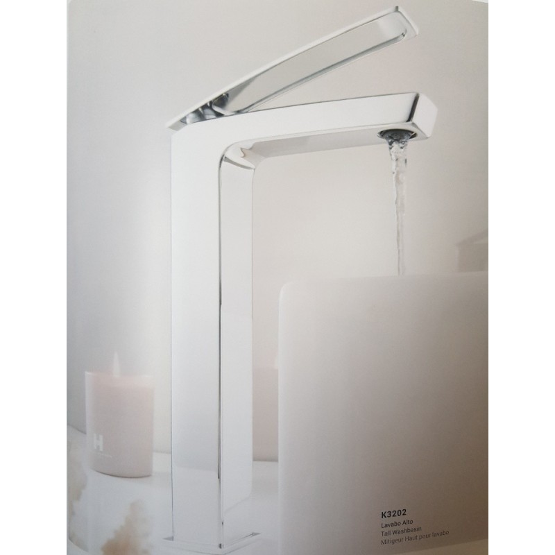 mitigeur lavabo réhaussé carré contemporain KH k3202 chromé K3202R