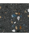 Carrelage imitation terrazzo et granito fond noir poli brillant coloré 79.3x79.3cm rectifié, arcastracciatella grafito