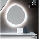 Miroir salle bain, contemporain, ovale, avec éclairage sans interrupteur 38x40x2.6cm , compo rock2 4142