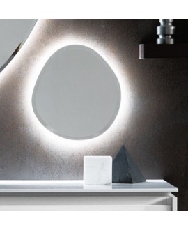 Miroir salle bain, contemporain, ovale, avec éclairage sans interrupteur 38x40x2.6cm , compo rock2 4142
