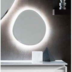 Miroir salle bain, contemporain, ovale, avec éclairage sans interrupteur 38x40x2.6cm , compo rock2 4142