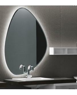 Miroir salle de bain, contemporain, ovale, avec éclairage, sans interupteur, 80x111.8x2.6cm, comp rock4