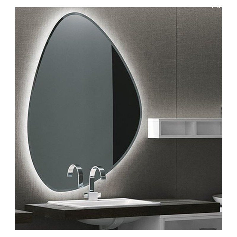 Miroir salle de bain, contemporain, ovale, avec éclairage, sans interupteur, 80x111.8x2.6cm, comp rock4