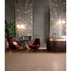 Carrelage effet terrazzo et granito, hall d'entrée, XXL 120x120cm rectifié, santanewdeco fire mat