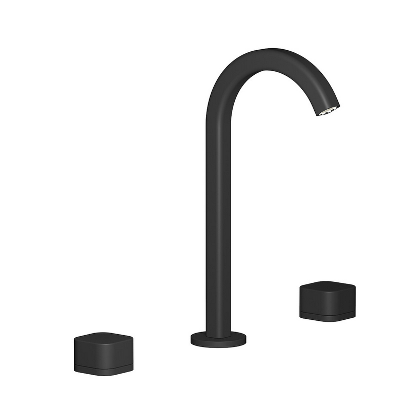 Mitigeur lavabo, 3 trous, avec bec 60°, et levier lisse: chromé, noir mat, or, or rose, nickel brossé contemporain EO392_1