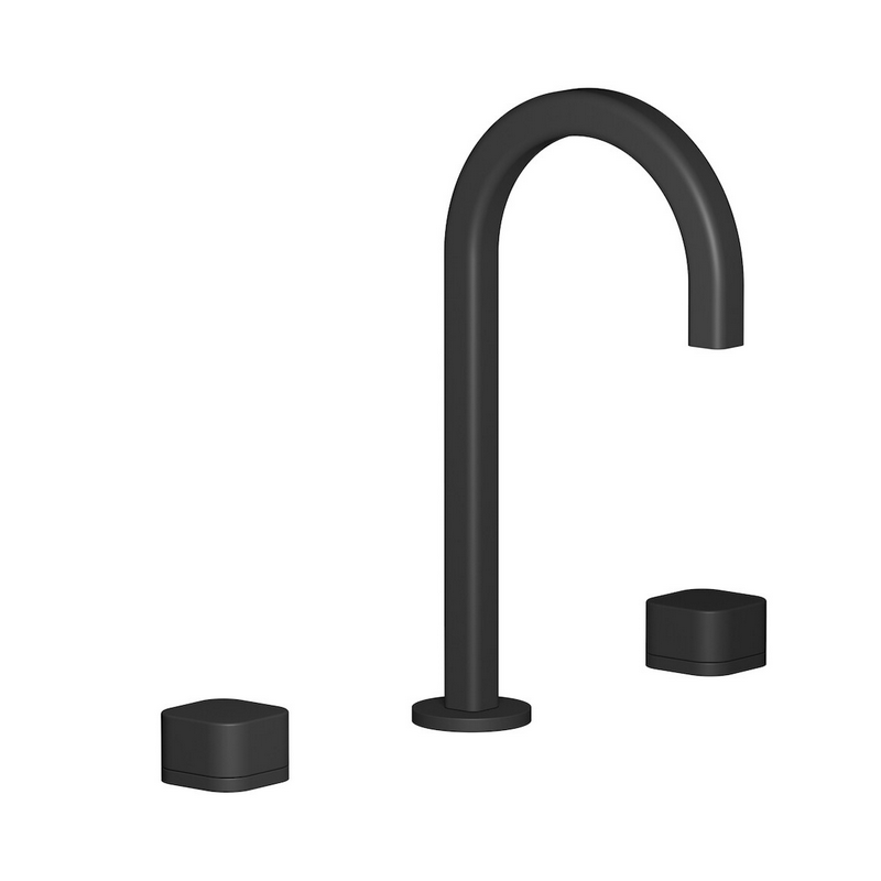 Mitigeur lavabo, 3 trous, avec bec 90°, et levier lisse: chromé, noir mat, or, or rose, nickel brossé contemporain EO392_3