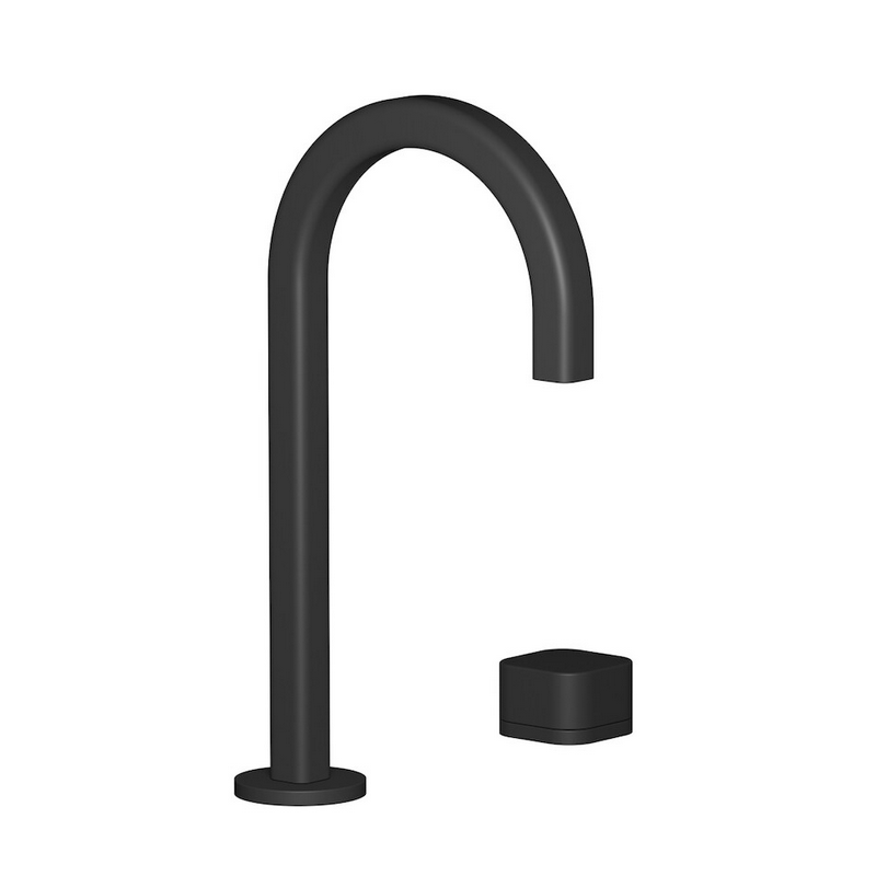 Mitigeur lavabo, 2 trous, avec bec 90°, et levier lisse: chromé, noir mat, or, or rose, nickel brossé EO394_3