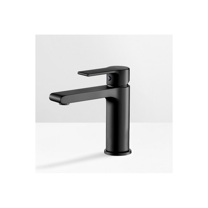 Mitigeur lavabo contemporain en laiton avec bonde à poser: chromé ou noir mat WN200