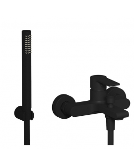 Mitigeur bain douche à fixer au mur avec flexible et douchette: chromé ou noir mat WN250CC