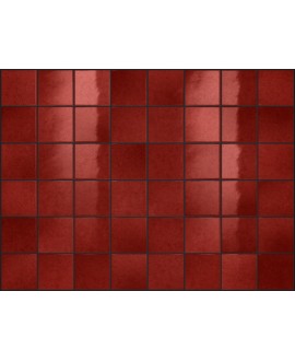 Carrelage effet zellige rouge brillant nuancé, grès cérame piscine, salle de bain, 10x10cm, 5x5cm voriflessi rubino