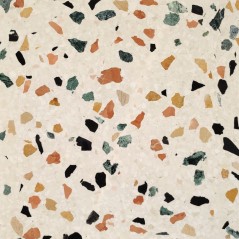 Carrelage ciment terrazzo véritable granito mat ou brillant grand format CARPPG30 60x60x2cm fond ivoire