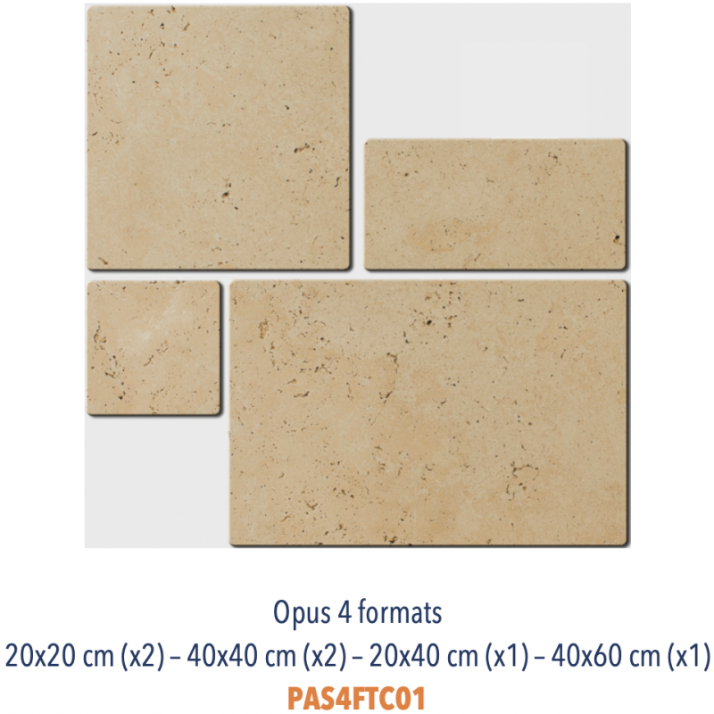 Pierre travertin classic premier choix opus 4 formats: 20x20cm, 20x40cm, 40x40cm, 40x60cm DC