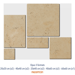 Pierre travertin classic premier choix opus 5 formats: 20x20cm, 20x40cm, 40x40cm, 40x60cm, 60x60cm DC