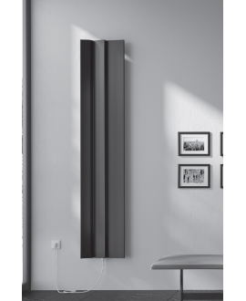 Sèche-serviette noir mat électrique vertical, avec porte-serviette, AntandroidV largeur 40.9cm, hauteur 150, 180, 200cm