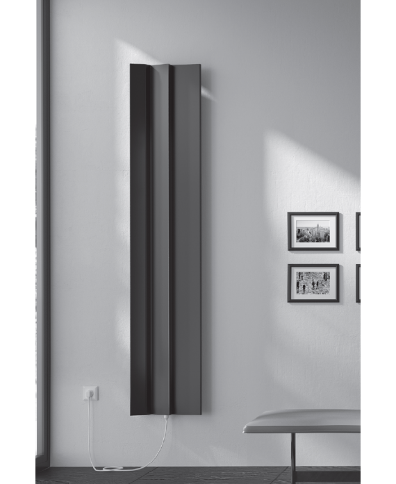 Sèche-serviette noir mat électrique vertical, avec porte-serviette,  AntandroidV largeur 40.9cm, hauteur 150, 180