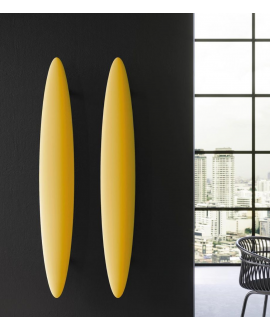 Sèche-serviette radiateur électrique contemporain jaune mat vertical 170x25cm avec ou sans porte serviette Antblade V