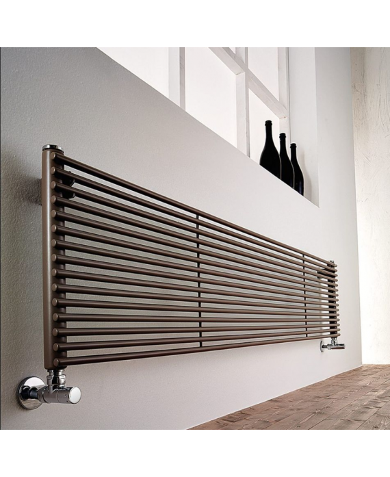 Radiateur eau chaude design horizontal moderne brun, noir, rouge, bleu, blanc mat 39.2x120cm antAO13S