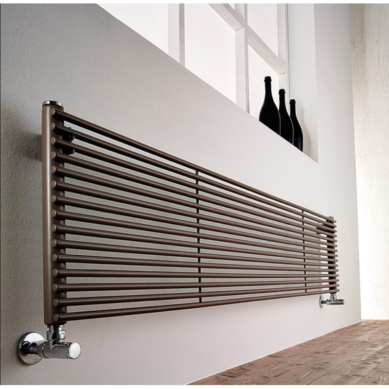 Radiateur eau chaude design horizontal moderne brun, noir, rouge, bleu, blanc mat 39.2x140cm antAO13S