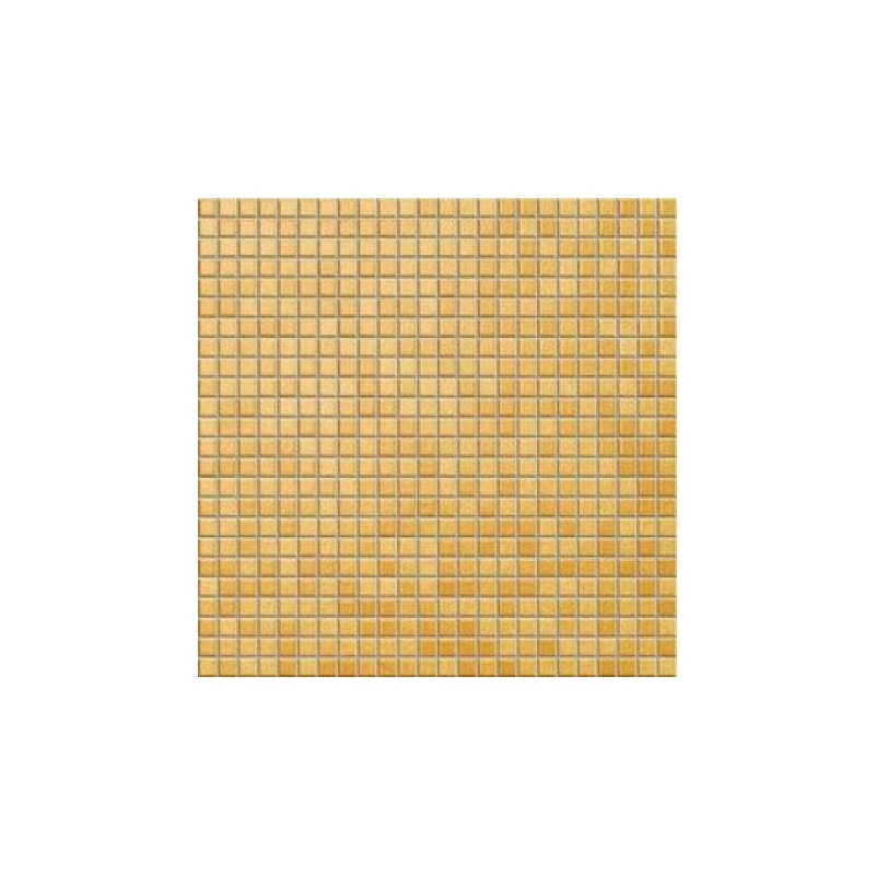 Mosaique jaune orangé brillant, sol et mur, 1.2x1.2cm et 2.5x2.5cm apanthologia 29 sur trame 30x30cm