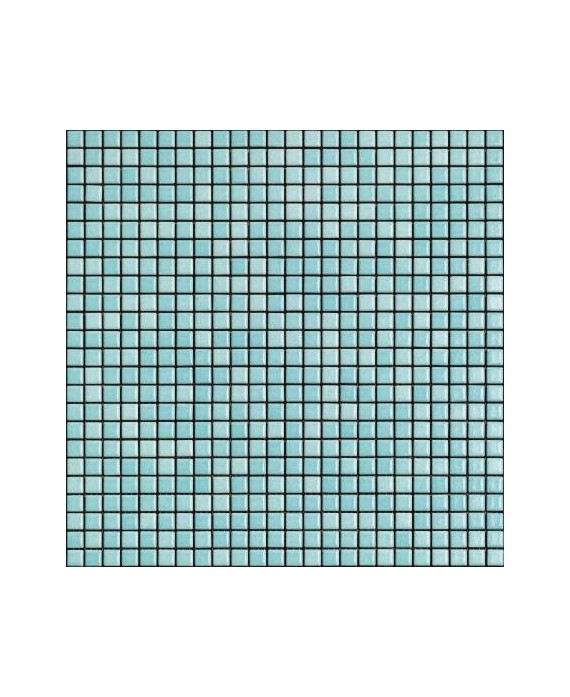 Mosaique bleu clair brillant, nuancé, sol et mur, salle de bain, 1.2x1.2cm et 2.5x2.5cm apanthologia 17 sur trame 30x30cm