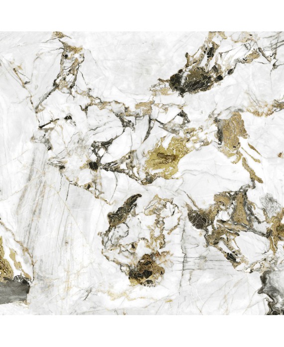 Carrelage imitation marble veiné or noir et blanc brillant rectifié 60x120cm, 120x120cm, Géooyama amber
