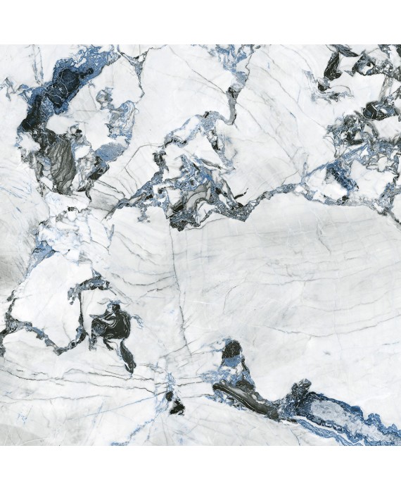 Carrelage imitation marble veiné bleu noir et blanc brillant rectifié 60x120cm, 120x120cm, Géooyama blue