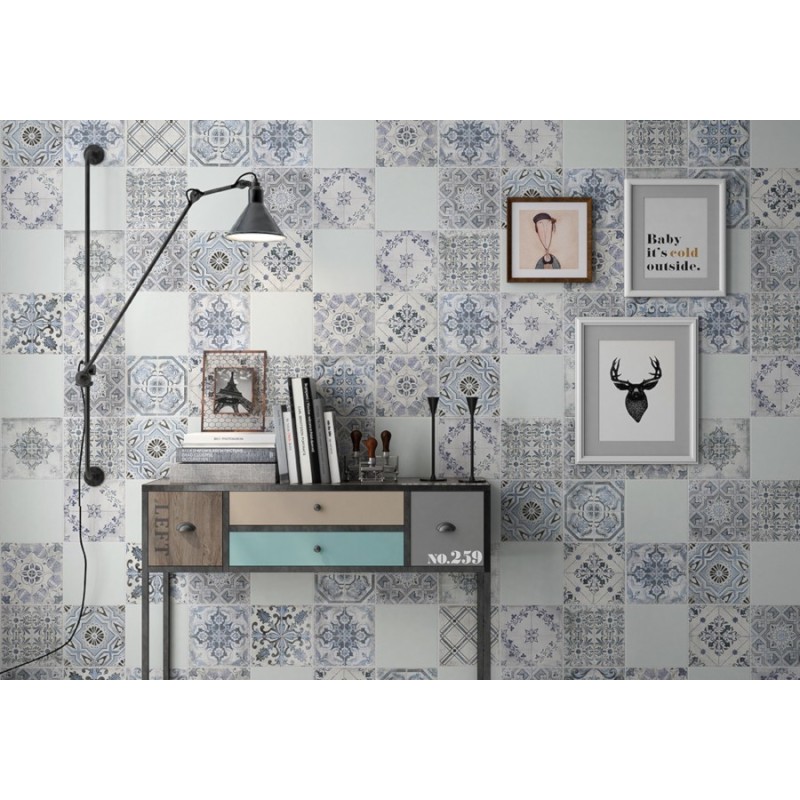 Carrelage imitation carreau ciment patchwork, promotion, 22.3x22.3cm geomarais