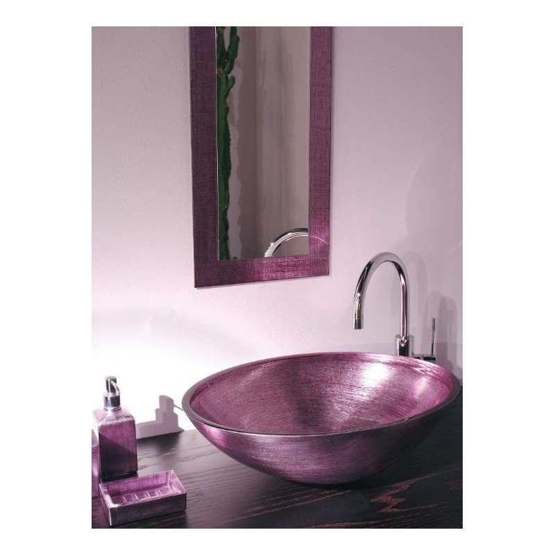 miroir avec cadre en verre décoré couleur lilla 30x110cm