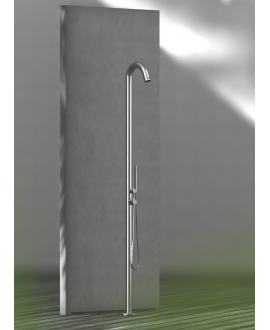 Colonne de douche au sol nickel brossé ronde avec douchette et flexible IB MA901SS