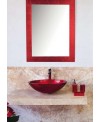 miroir avec cadre en verre décoré couleur rouge 70x90cm