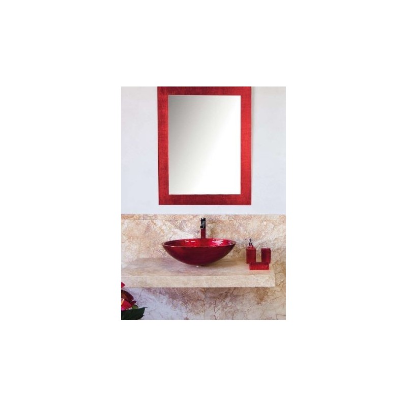 miroir avec cadre en verre décoré couleur rouge 70x90cm