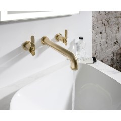 Mitigeur lavabo design contemporain de salle de bain encastré couleur or pâle IB B2306II