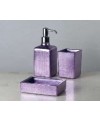 ensemble d'accessoires de lavabo en verre décorés couleur lilla