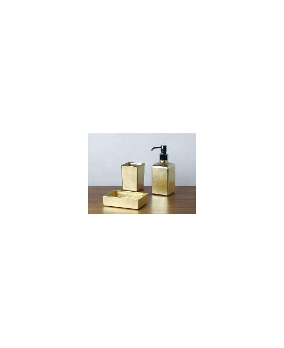 ensemble d'accessoires de lavabo en verre décorés couleur or