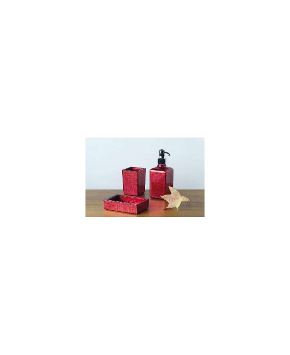 ensemble d'accessoires de lavabo en verre décorés couleur rouge