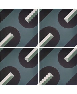Véritable carreau ciment contemporain design sur fond gris vert décor wax4 20x20cm