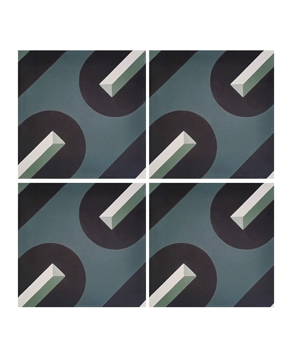 Véritable carreau ciment contemporain design sur fond gris vert décor wax4 20x20cm