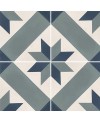 Véritable carreau ciment contemporain design étoile gris et bleue 20x20cm 7150-18 assemblage