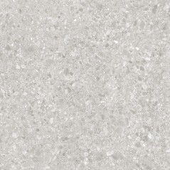 Carrelage imitation terrazzo teinté dans la masse, gris clair rectifié 59.3x59.3, 60x120, 120x120cm Viv ceppo gris