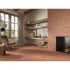 Carrelage imitation terrazzo terre cuite sur fond rose rectifié 60x60cm et 120x120cm apecoccio coral