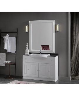 Ensemble de salle de bains de style ancien, rétro, art-déco avec un meuble laqué blanc mat et un miroir 100x120cm AC15A