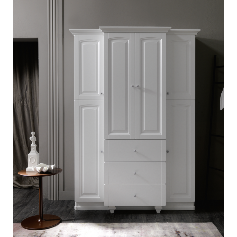 Meuble de salle de bain de style ancien, rétro, art-déco laqué blanc mat largeur150cm hauteur210cm profondeur56cm AC15B