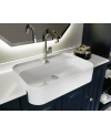 Meuble de salle de bains de style ancien, rétro, art-déco laqué bleu blueberry mat double vasque et 2 miroirs AC18