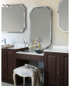 Meuble de salle de bains de style ancien, rétro, art-déco couleur frêne foncémat double vasque et 3 miroirs AC19
