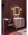 Meuble de salle de bains de style art-déco, rétro rose poudré métallisé mat avec armoire et miroir DH21